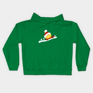 Bird with Christmas Hat on Skeateboard Kids Hoodie
